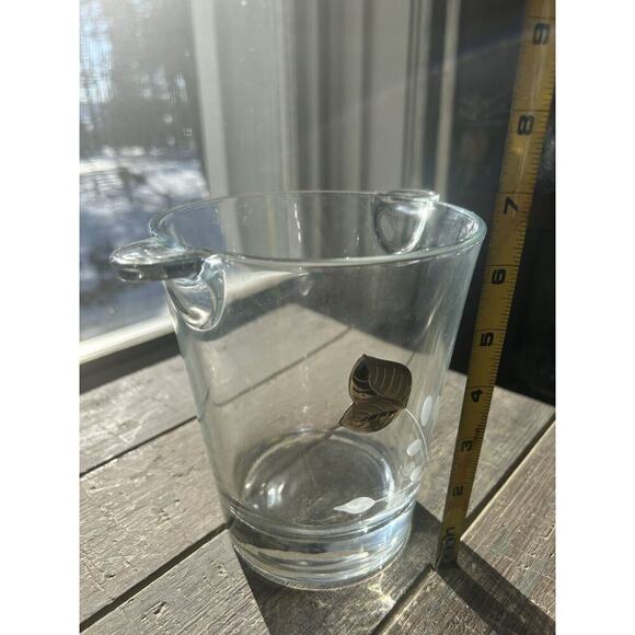 Vintage Cristal Mode Ice Bucket Hand Crafted Italy Silver Leaf Etched Glass - Picture 8 of 13